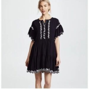 Free People Santiago embroidered boho dress black size medium